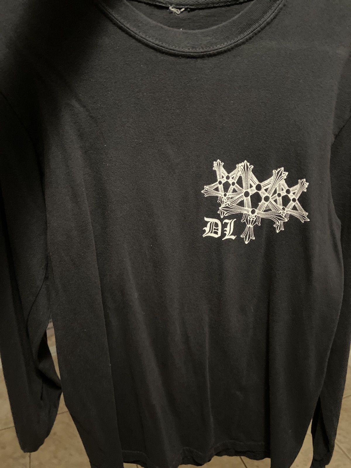 image of Archival Clothing Destroy Lonely Chrome Crosses Long Sleeve Tee in Black, Men's (Size Small)