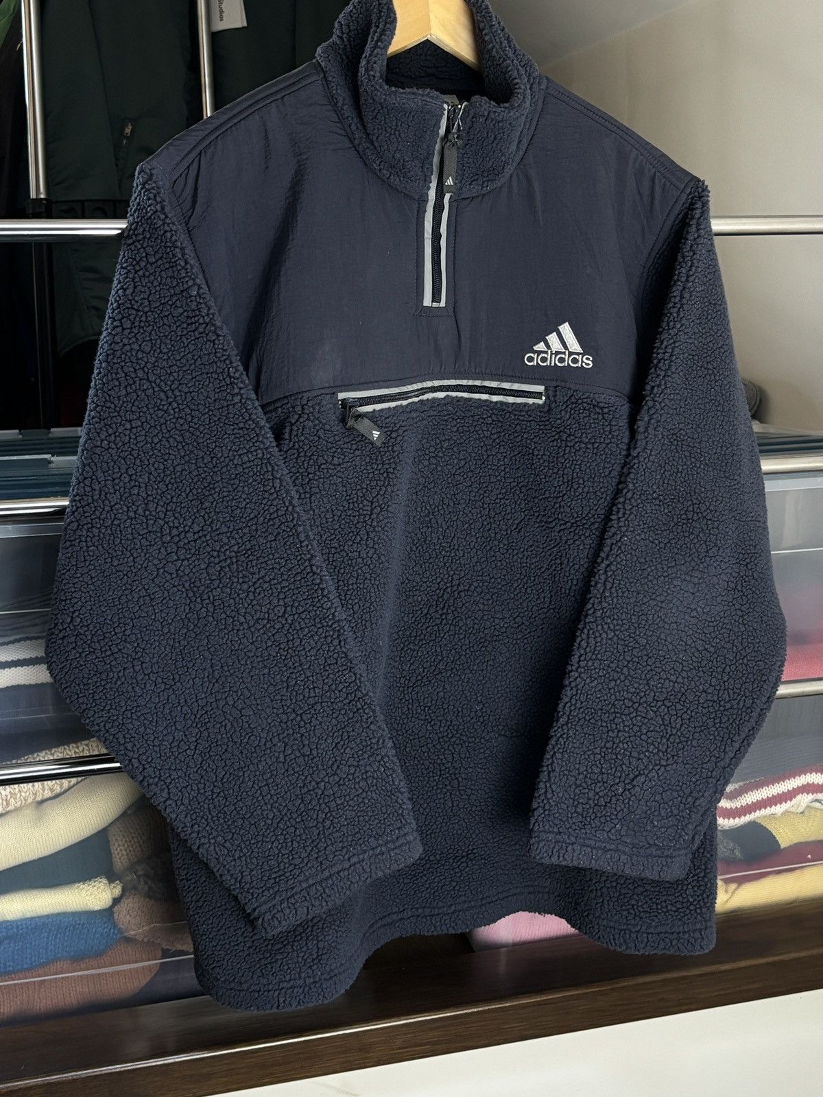 Adidas Adidas Fleece Half Zip Vintage Jacket Sherpa Fleece Size US M / EU 48-50 / 2 - 2 Thumbnail