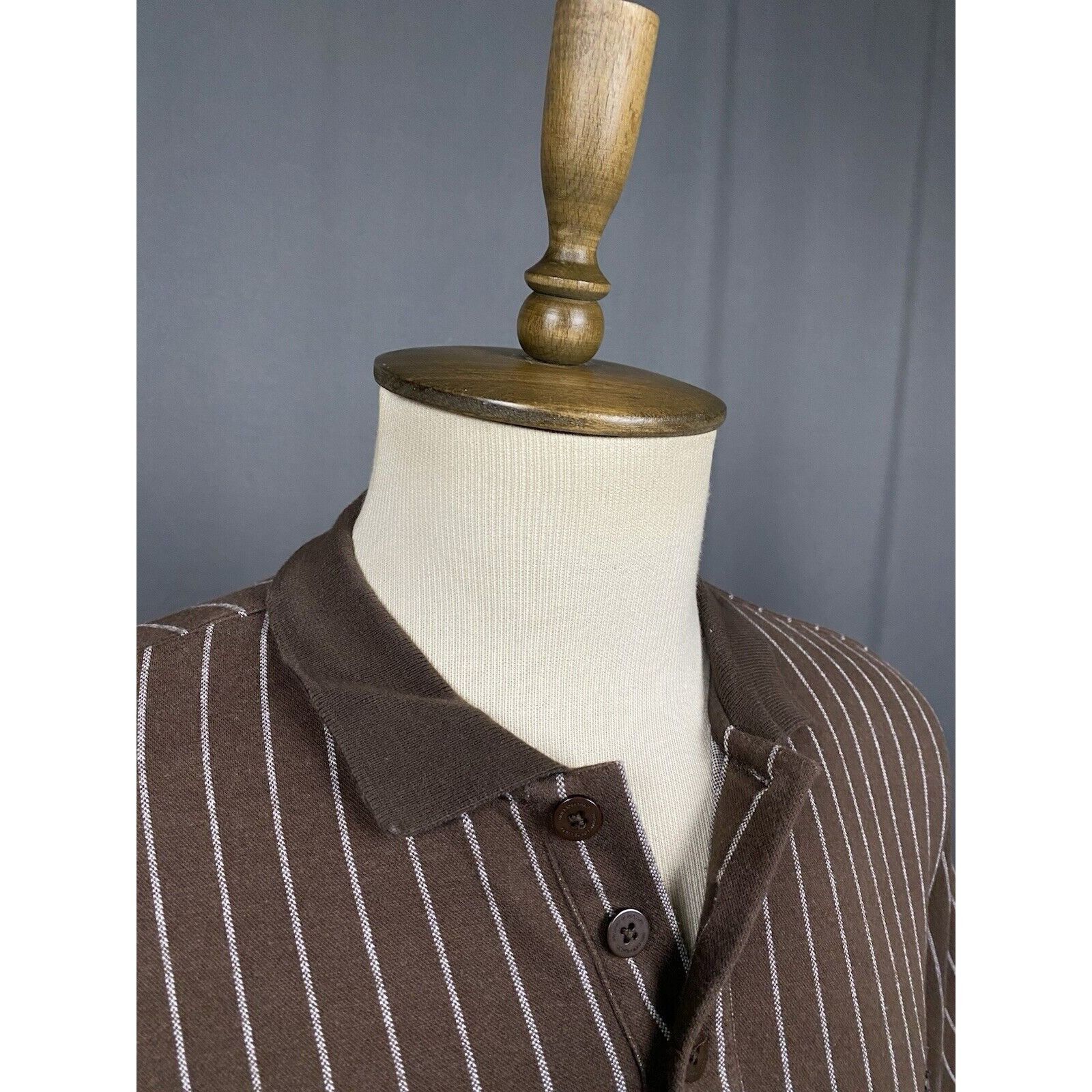 Han Kjobenhavn Han Kjobehavn Men's Brown Relaxed Fit Striped Polo T-Shirt S Size US S / EU 44-46 / 1 - 6 Thumbnail