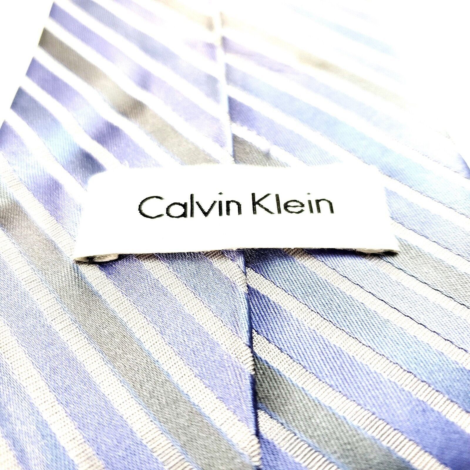 Calvin Klein Calvin Klein Silk Tie Woven Blue Striped Size ONE SIZE - 3 Thumbnail