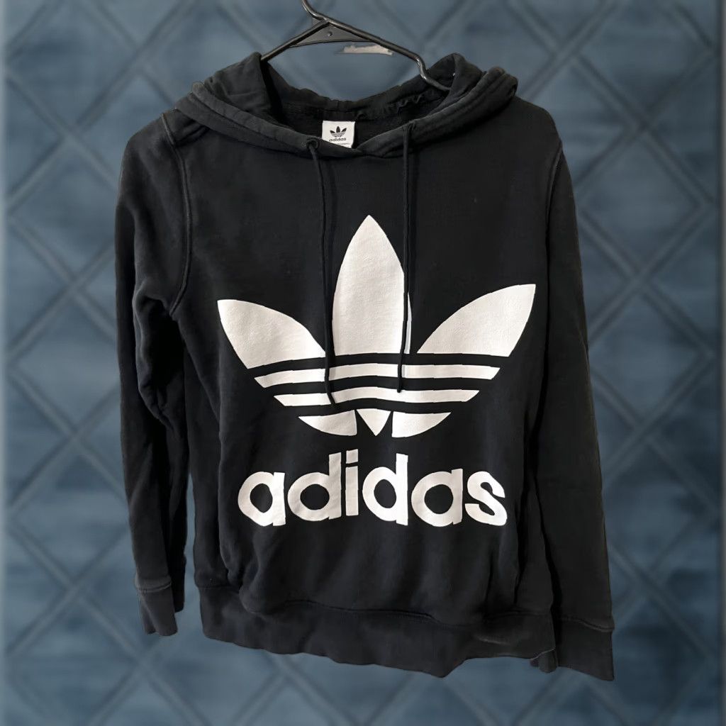 Adidas Adidas Hoodie Womens Small Black Pullover Trefoil Pullover Size S / US 4 / IT 40 - 1 Thumbnail