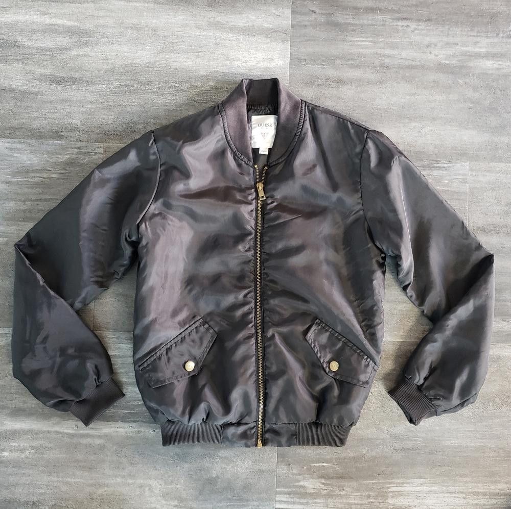 Guess Black Lightweight Puffer Guess Bomber Zip Up Size XS / US 0-2 / IT 36-38 - 1 Thumbnail