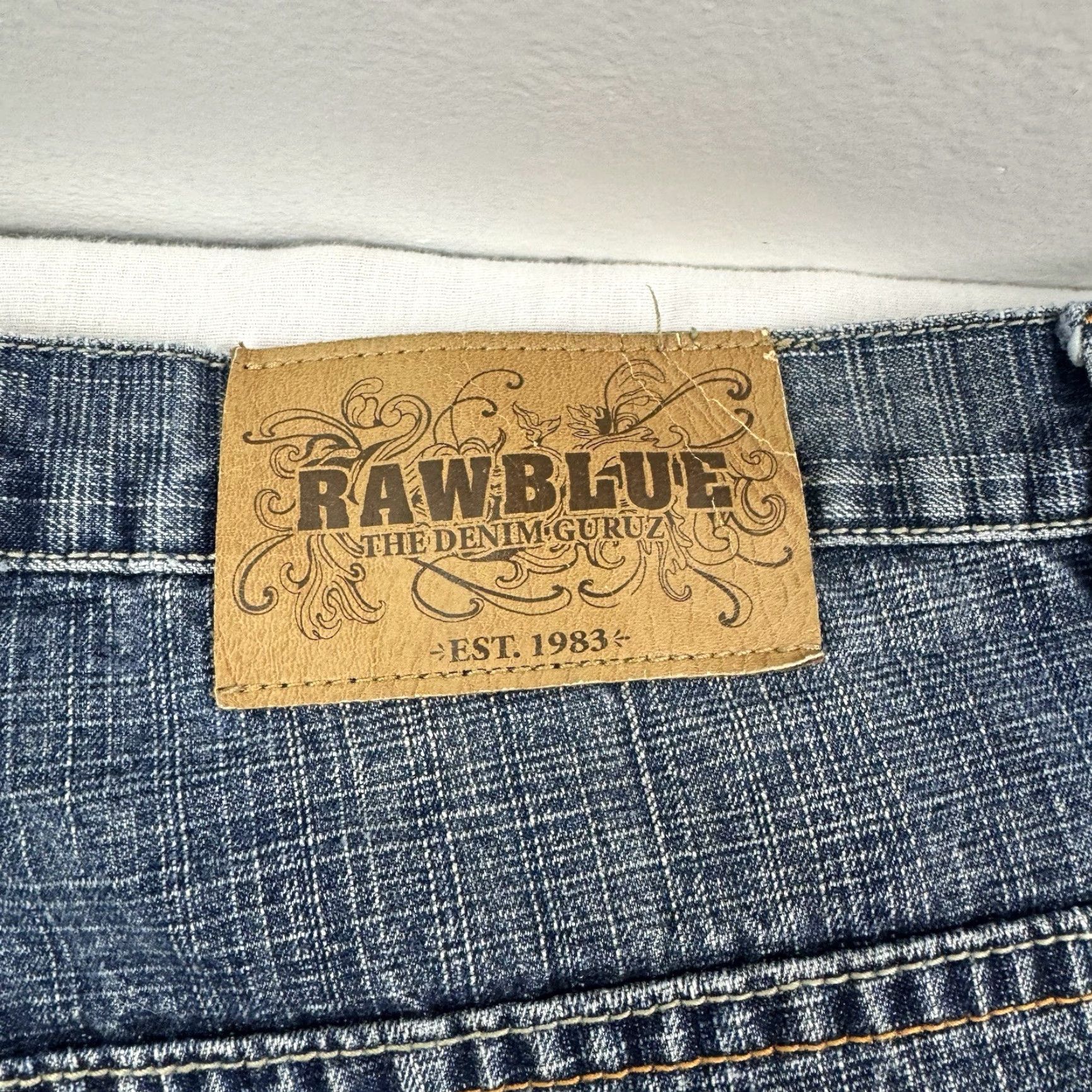 Vintage VINTAGE Raw Blue Jeans Men 36x32 Embroidered Baggy Hipster Punk Grunge Blue 90s Mens Size US 36 / EU 52 - 4 Thumbnail