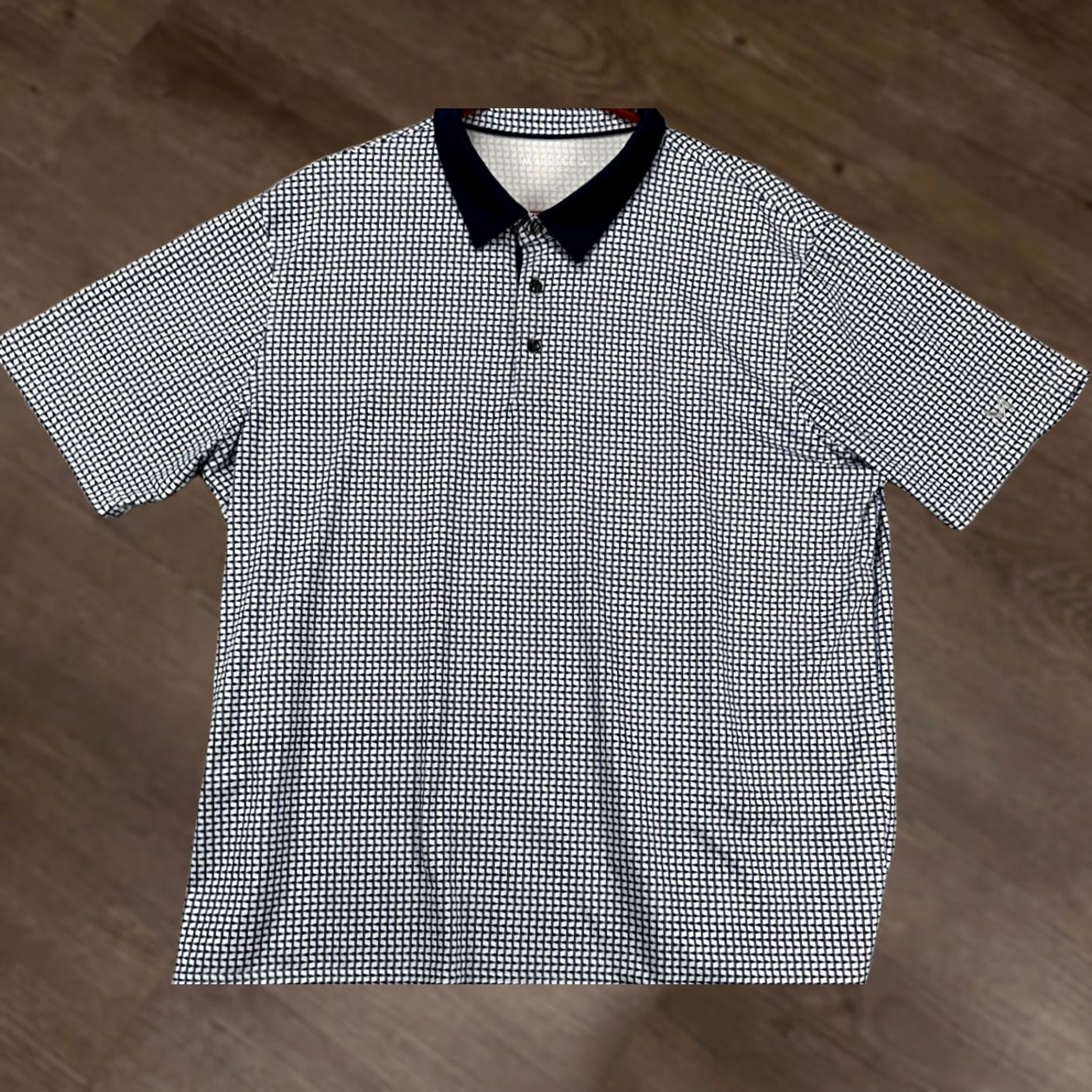 Vintage Maelreg Polo Shirt Mens 2XL Navy Geometric Performance Golf Short Sleeve Rugby Size US XXL / EU 58 / 5 - 1 Thumbnail