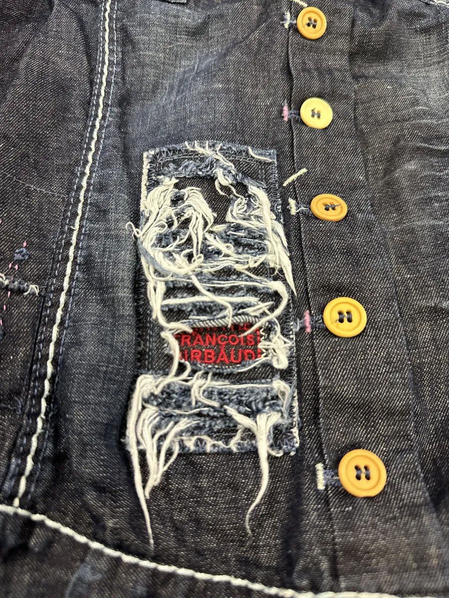 Marithe + Francois Girbaud 2000s Marithé + François Girbaud Navy Denim Distressed Jacket Size M / US 6-8 / IT 42-44 - 8 Thumbnail