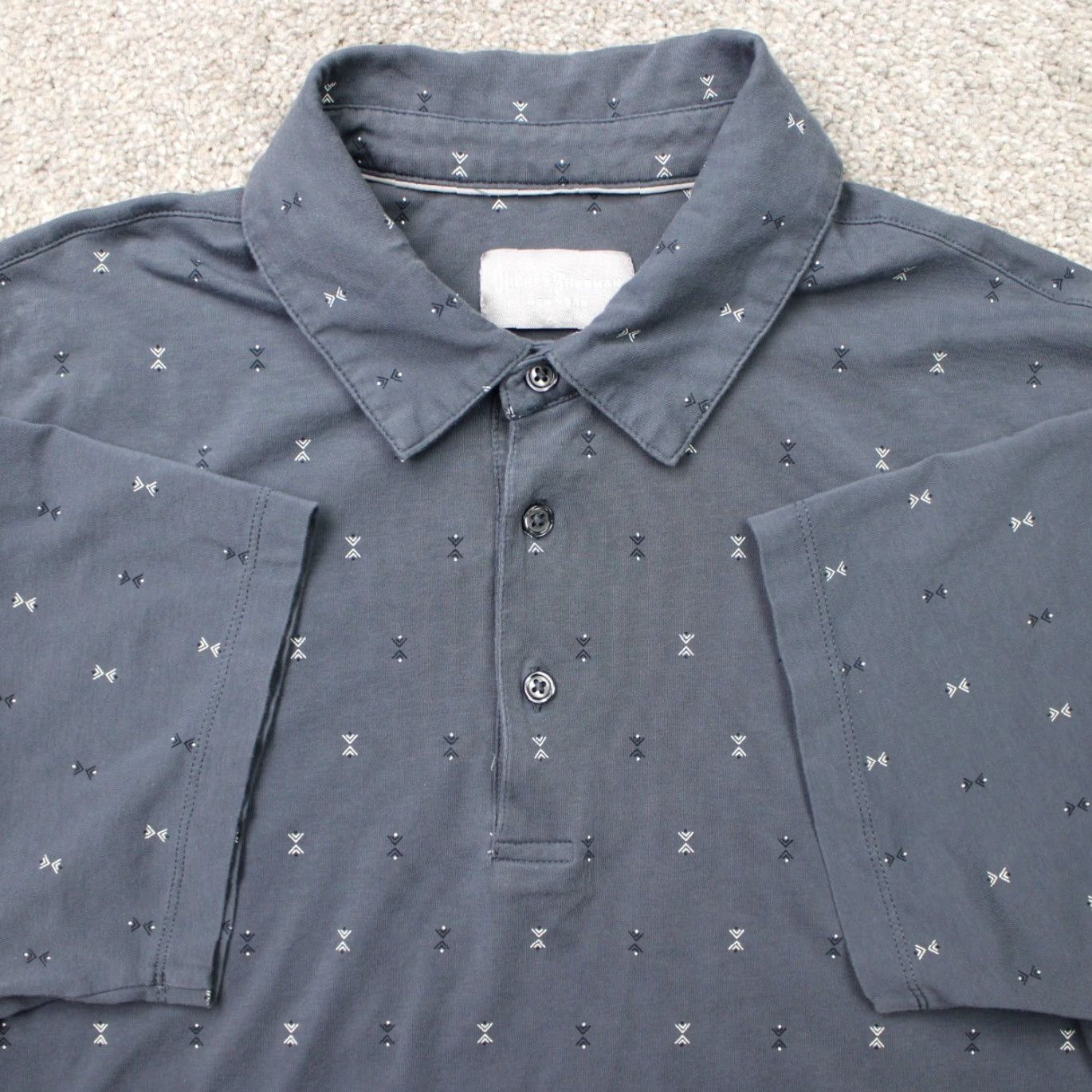 Vintage Hickey Freeman Polo Shirt Mens Large Blue Geometric S/S Pima Cotton Polyester Blend Spandex Shirt Size US L / EU 52-54 / 3 - 2 Thumbnail
