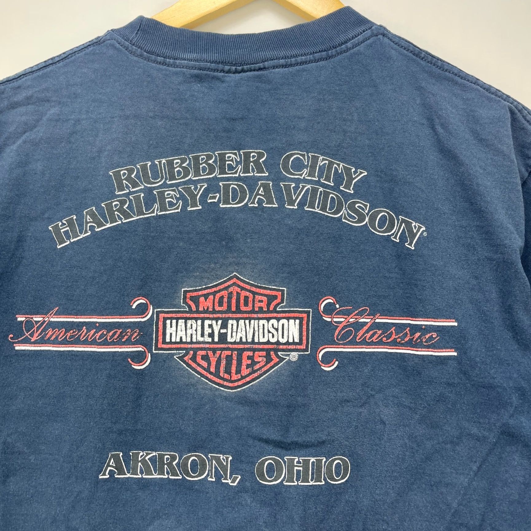 Harley Davidson VINTAGE Harley-Davidson T-Shirt Black L Mens Shirt 90s Akron Ohio Vintage Size US L / EU 52-54 / 3 - 3 Thumbnail