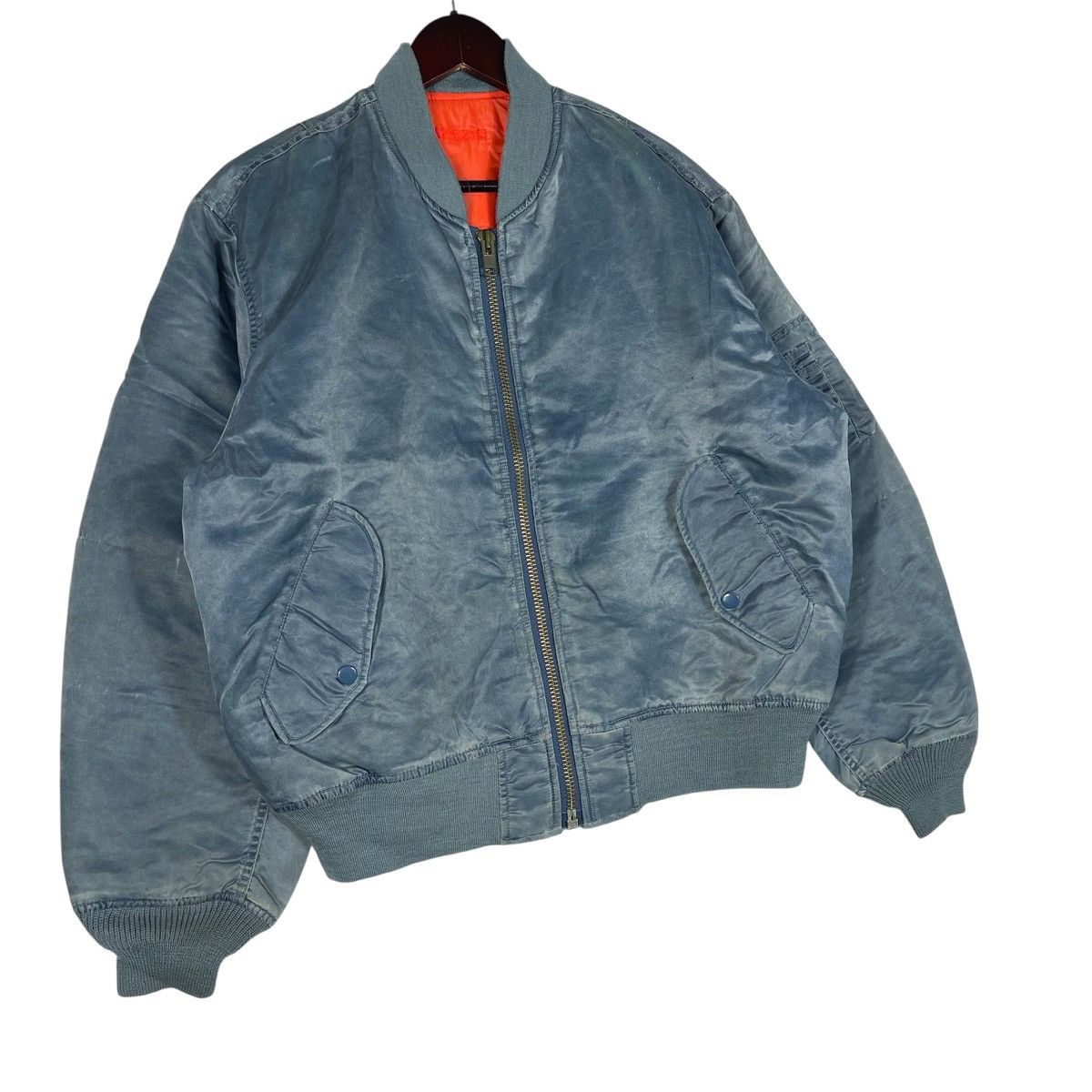 Japanese Brand Vintage Machope MA-1 Flight Jacket | Sun Faded Blue Bomber Size US L / EU 52-54 / 3 - 2 Thumbnail