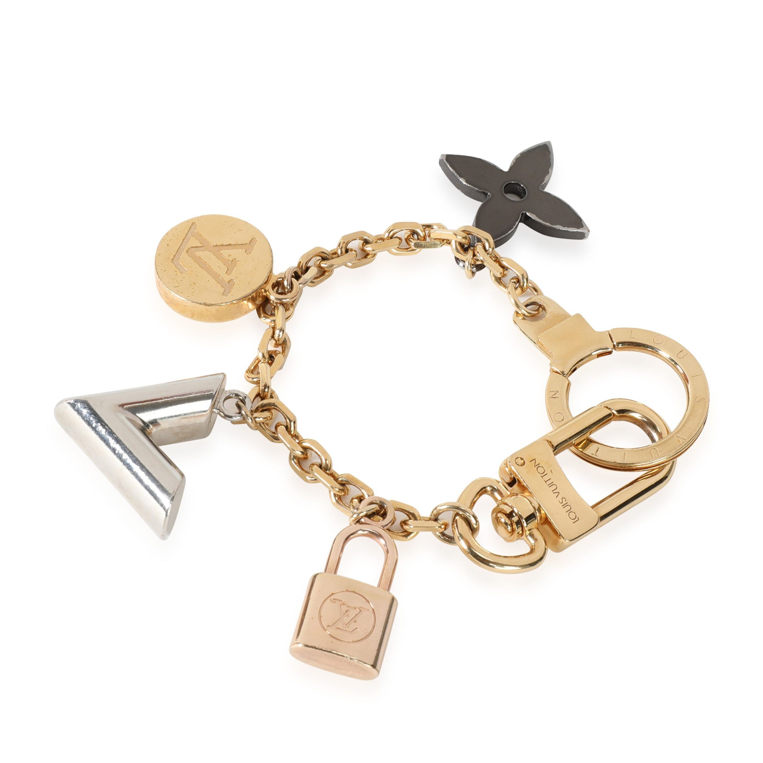 image of Louis Vuitton Gold & Silver-Tone Metal Kaleido V Bag Charm, Women's