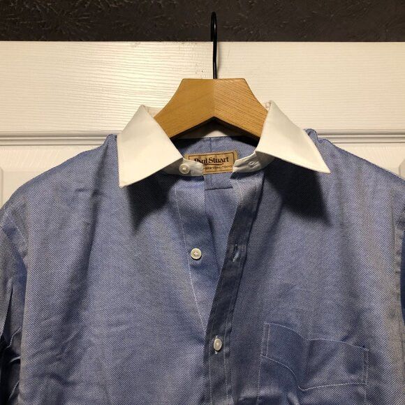 Paul Stuart Paul stuart men's new blue cotton dress shirt size: 16 Size US L / EU 52-54 / 3 - 5 Thumbnail