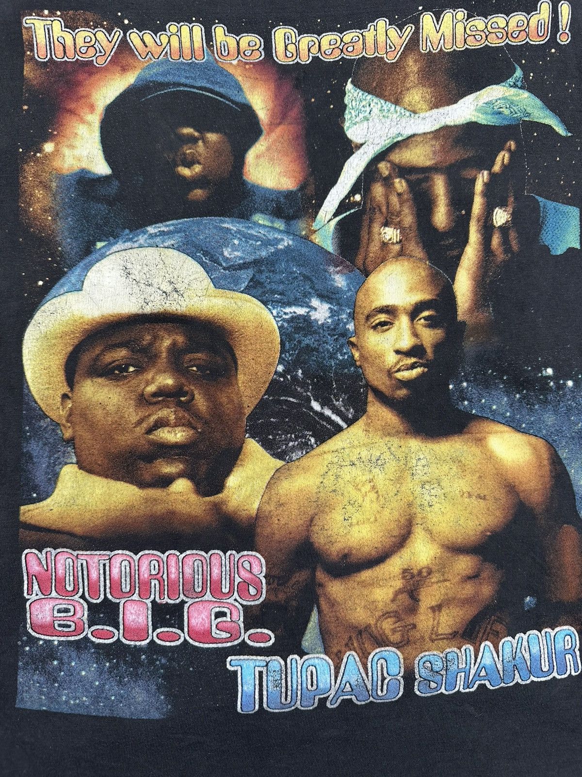 Vintage Tupac x Biggie Memorial Rap Tee Size US XL / EU 56 / 4 - 2 Thumbnail
