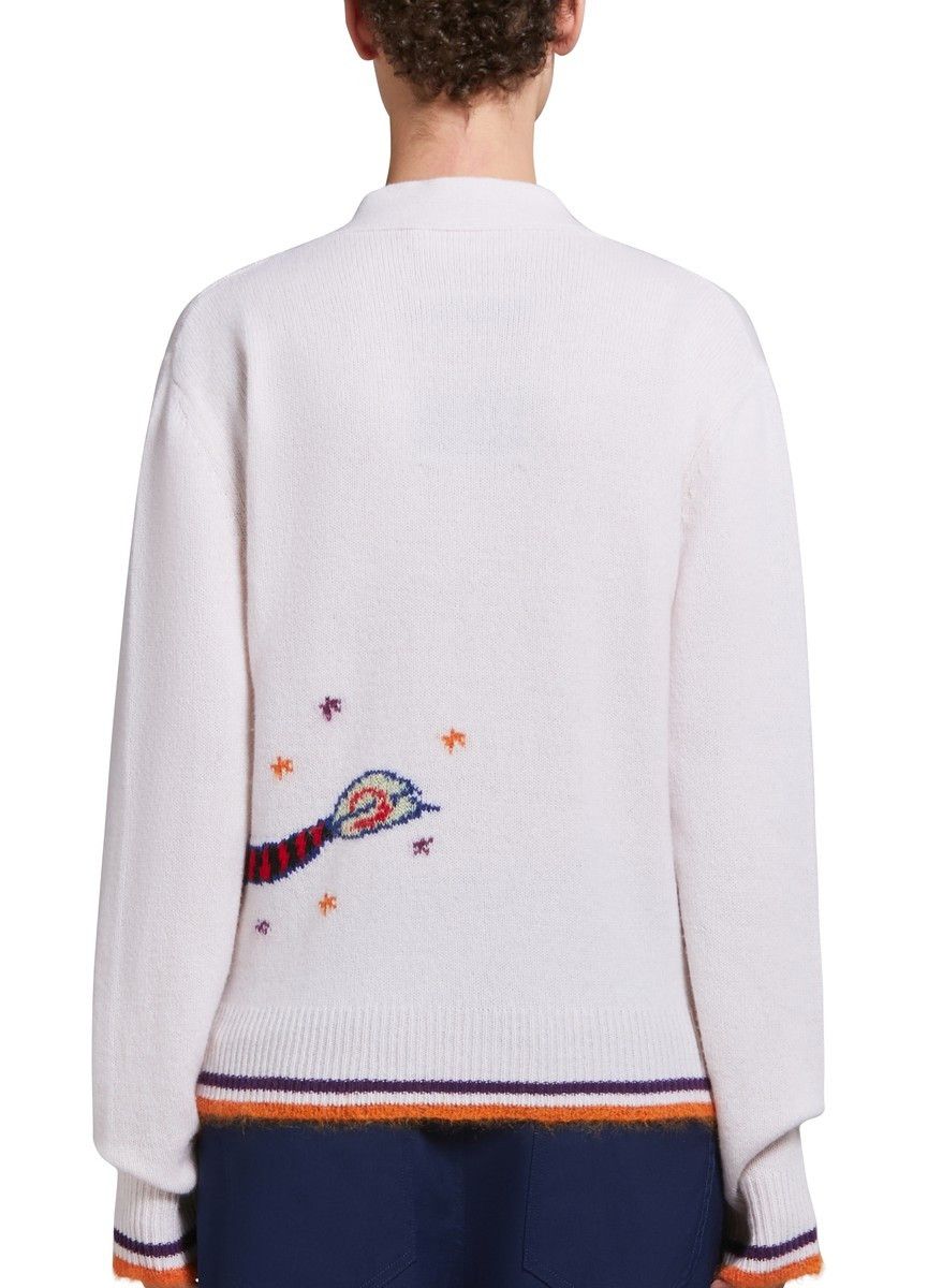 Marni o1w1db10125 Wool Cashmere Blend Cardigan in White Size L / US 10 / IT 46 - 4 Thumbnail