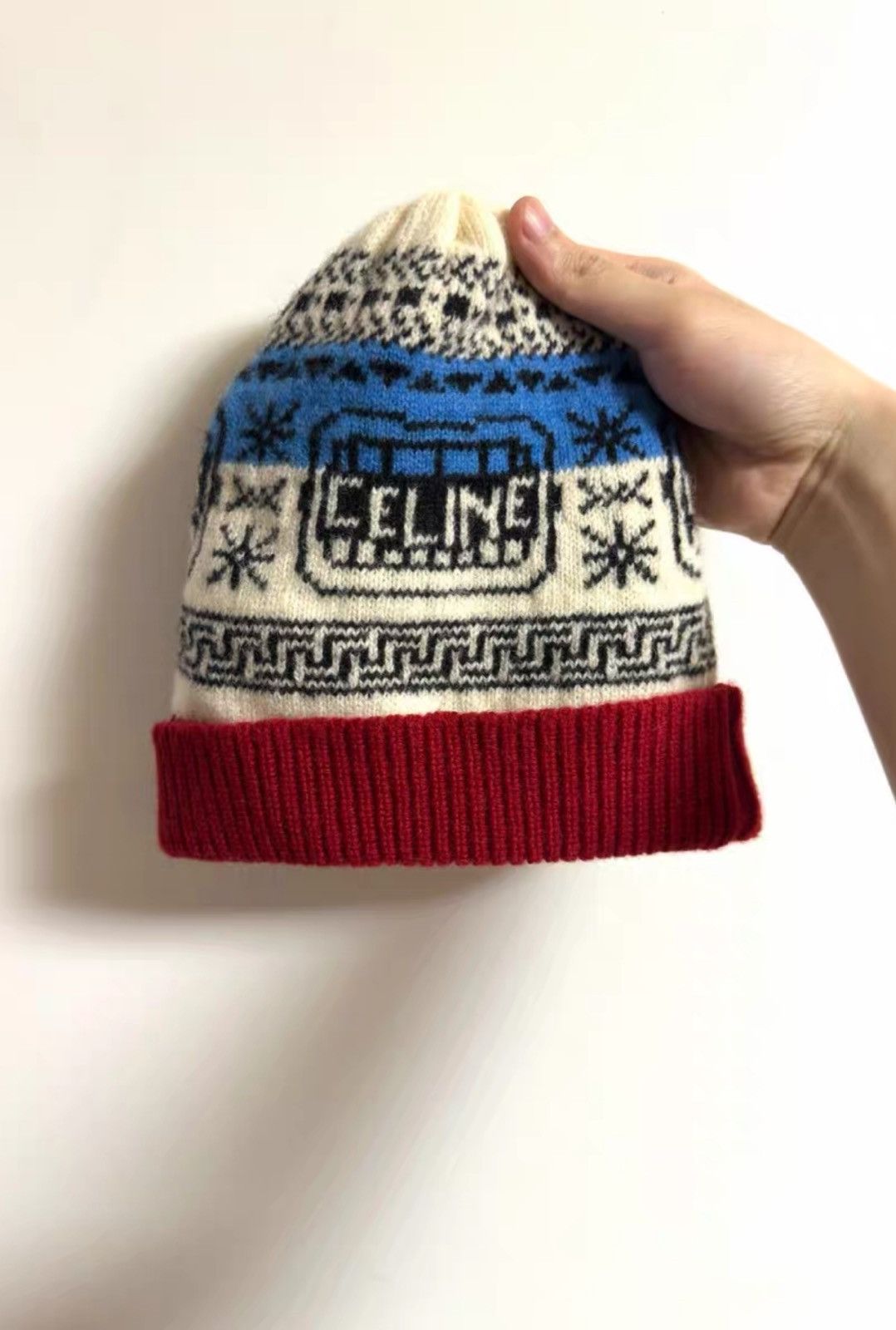 Celine Celine Ethnic Style Logo Beanie – Runway Knit No-Brim Hat Size ONE SIZE - 2 Thumbnail