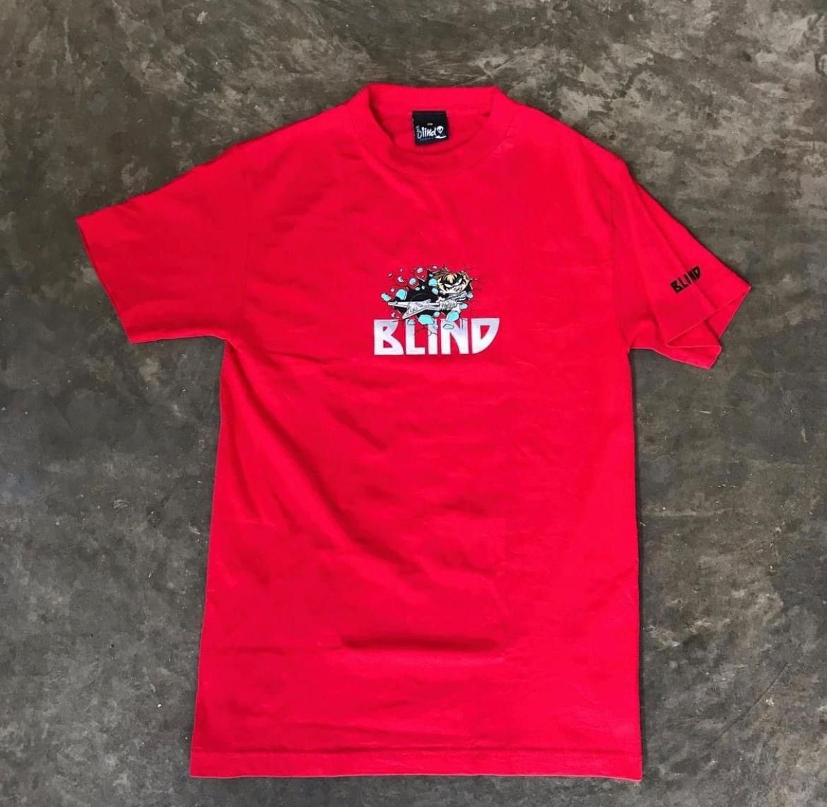 image of Vintage Blind Skateboards T-Shirt in Red, Men's (Size Small)