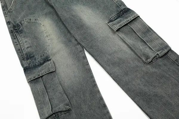 Japanese Brand VIBE Men's multi-pocket punk washed distressed cargo jeans Size US 32 / EU 48 - 4 Thumbnail