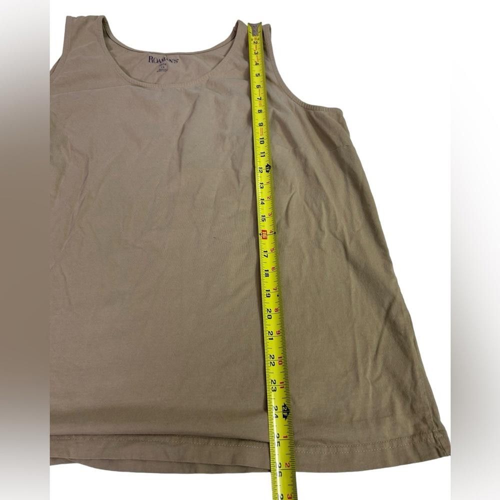 Designer Roaman’s l Stretch Cotton Horseshoe Neck Tank Tan 1X Size XL / US 12-14 / IT 48-50 - 4 Thumbnail