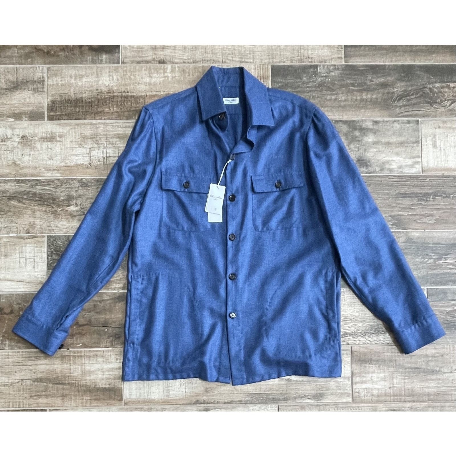 Cesare Attolini $6,000 NWT Cesare Attolini Blue Cashmere Shirt Jacket XL Size US XL / EU 56 / 4 - 1 Thumbnail
