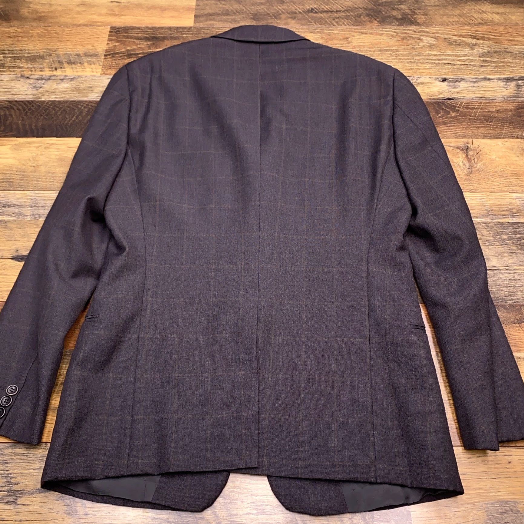 Armani Armani Collezioni Blazer Mens 48R (40R) Gray Plaid Wool Italy Size 48R - 2 Thumbnail