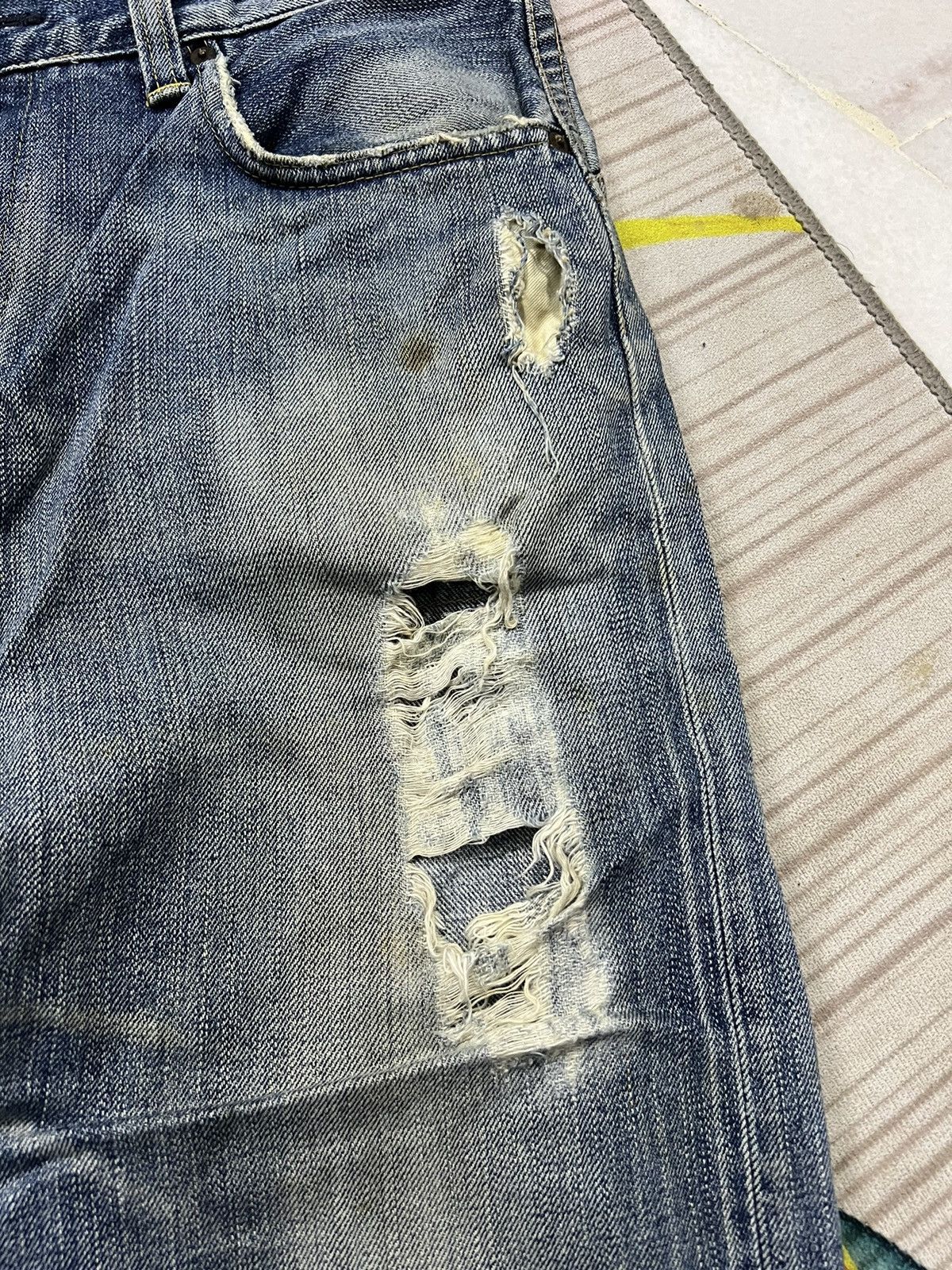 Edwin × Japanese Brand VINTAGE EDWIN HALF SELVEDGE DISTRESSED JEANS Size US 34 / EU 50 - 4 Thumbnail
