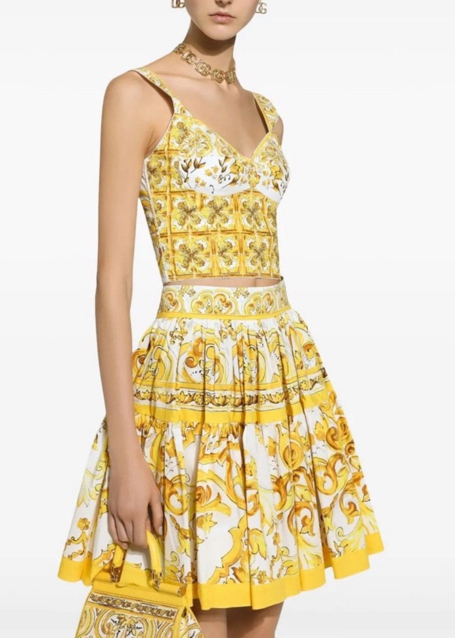 Dolce & Gabbana DOLCE & GABBANA MAJOLICA PRINT CORSET TOP Size M / US 6-8 / IT 42-44 - 2 Thumbnail