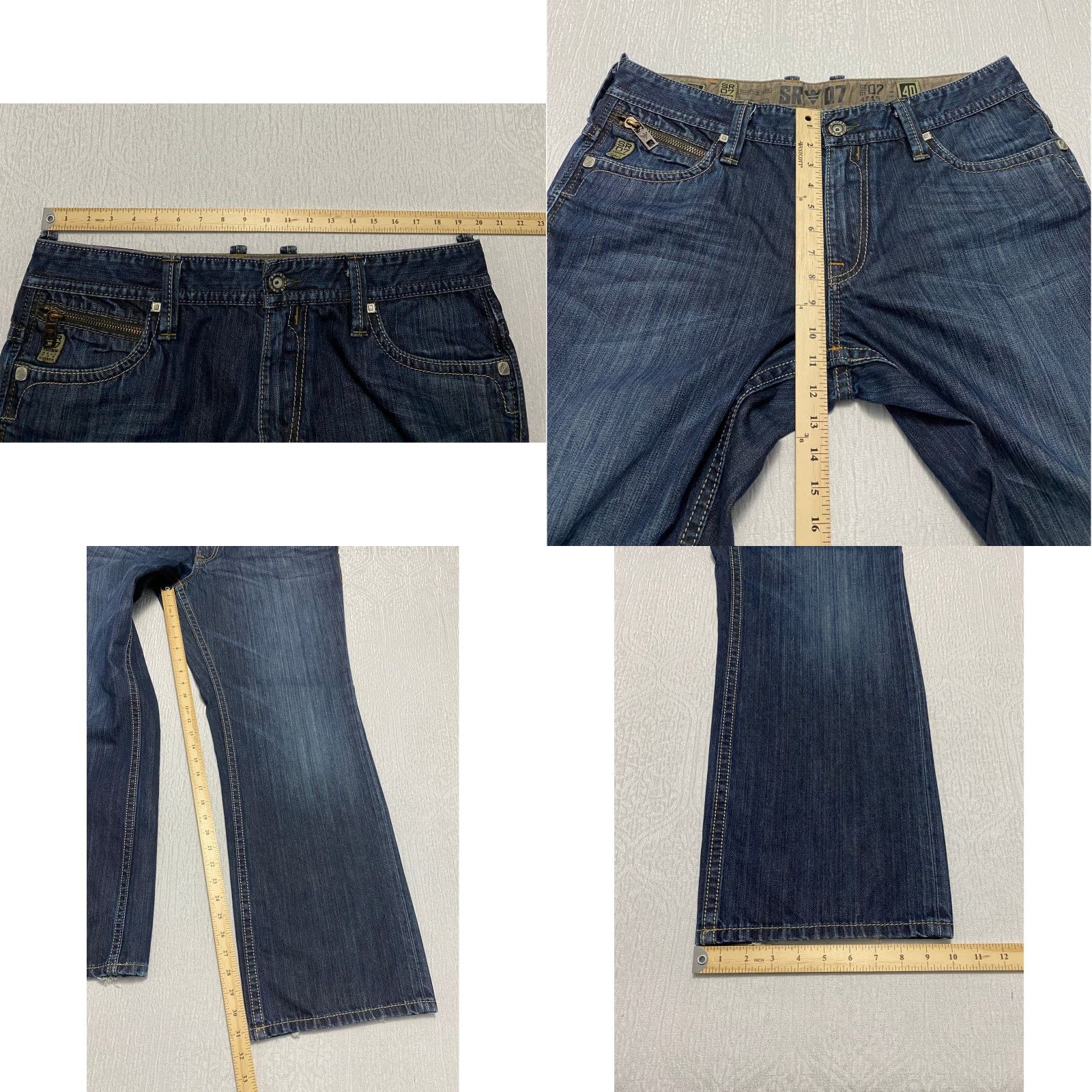 Vintage SR 07 Start Revolution Bootcut Jeans Men's Size 40×31 Blue Denim Distressed Pockets 5-Pocket Zipper Button Classic Fit Size US 40 / EU 56 - 8 Thumbnail