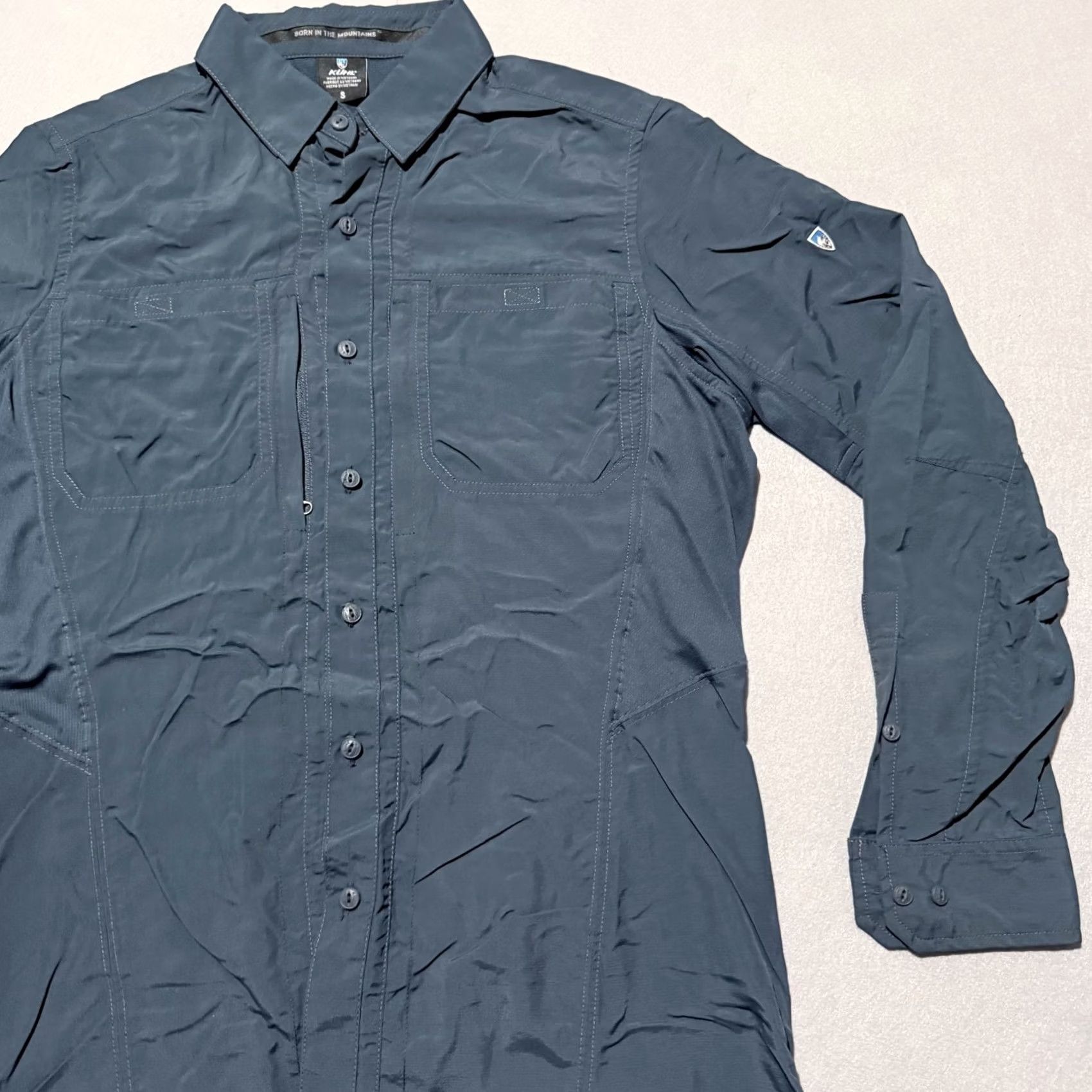 Vintage KUHL Invoke Shirt Men Navy Long Sleeve Button Pockets Small Size US S / EU 44-46 / 1 - 4 Thumbnail