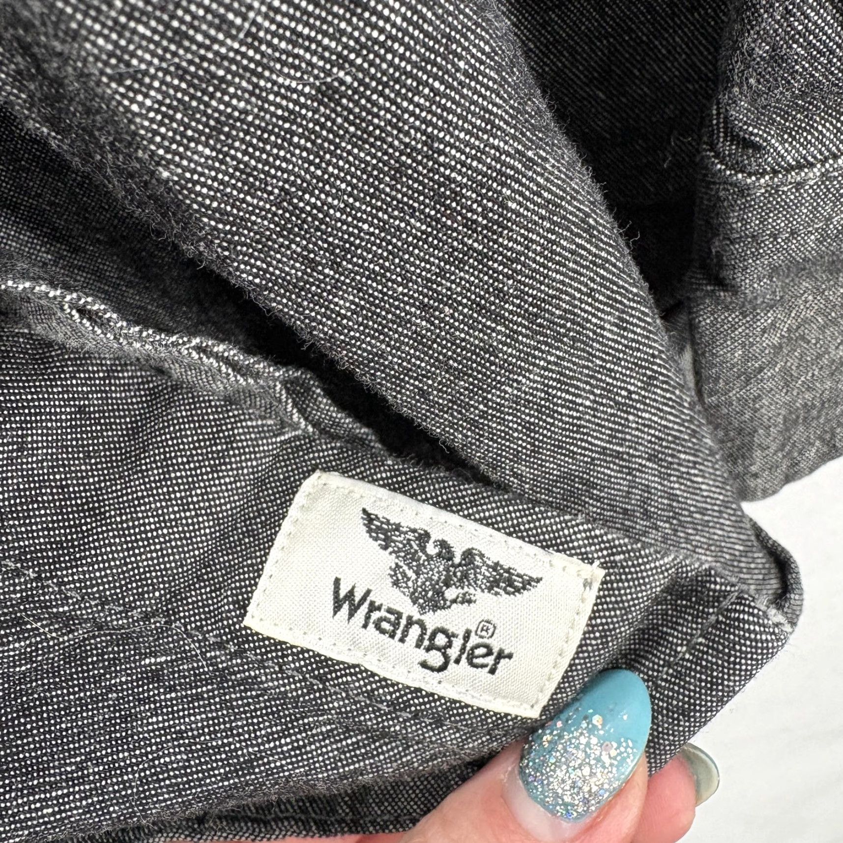 Wrangler Wrangler Shirt Mens XL Gray Chambray Flex Long Sleeve Button Front Workwear Size US XL / EU 56 / 4 - 6 Thumbnail