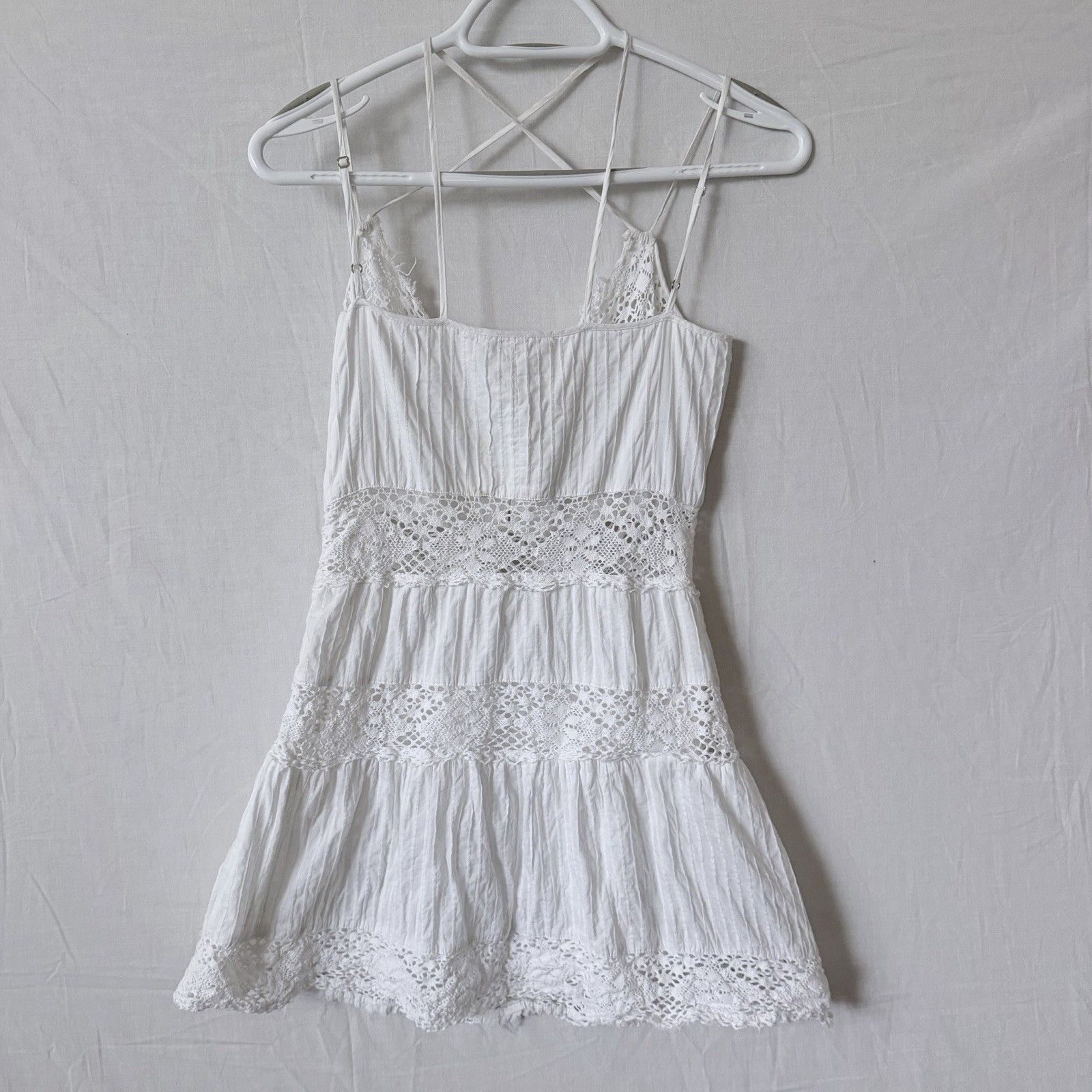 Rebecca Taylor Rebecca Taylor White Crochet Trim Textured Cotton Babydoll Size S / US 4 / IT 40 - 3 Thumbnail