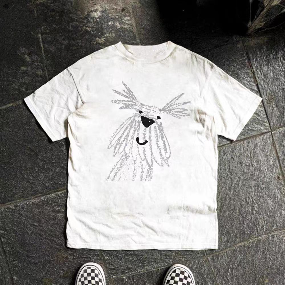 Japanese Brand White casual retro puppy print t-shirt Size US M / EU 48-50 / 2 - 1 Thumbnail