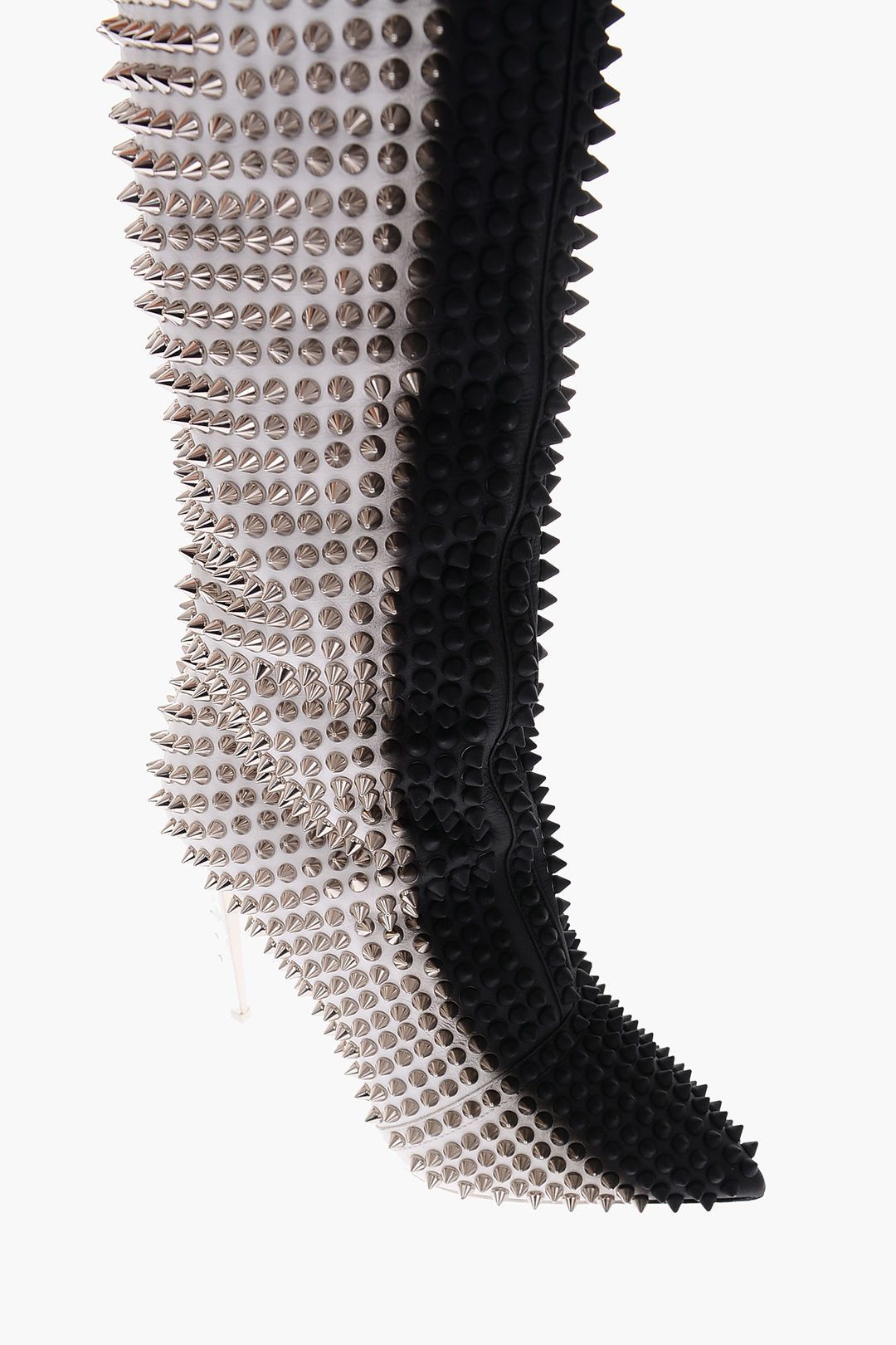 Philipp Plein og1mm0824 Leather Studded Over Knee Boots in Black & White Size US 7 / IT 37 - 2 Thumbnail