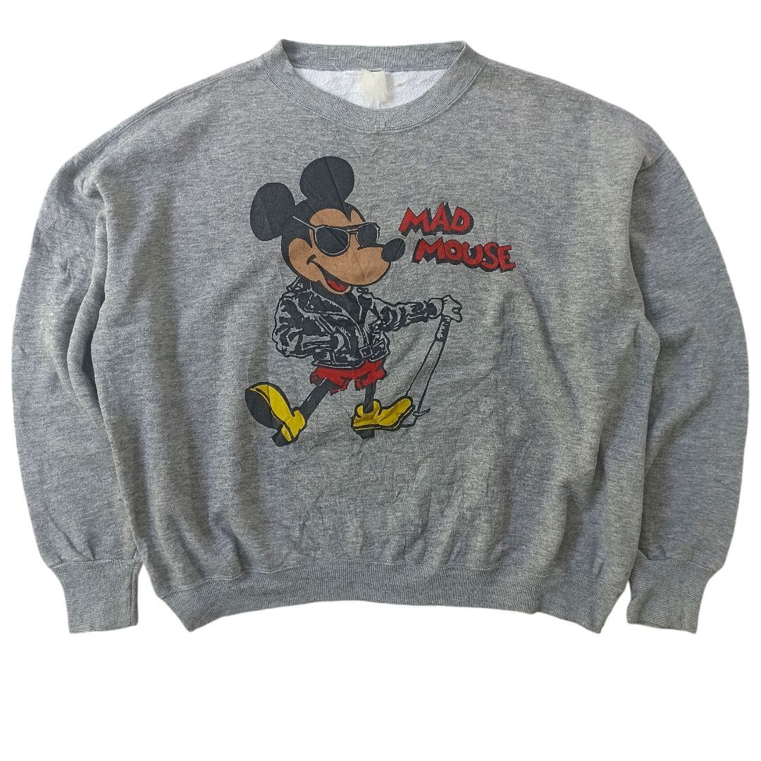 Cartoon Network × Disney × Mickey Mouse Vintage 80s Mad Mouse Sweatshirt Size US XL / EU 56 / 4 - 1 Thumbnail