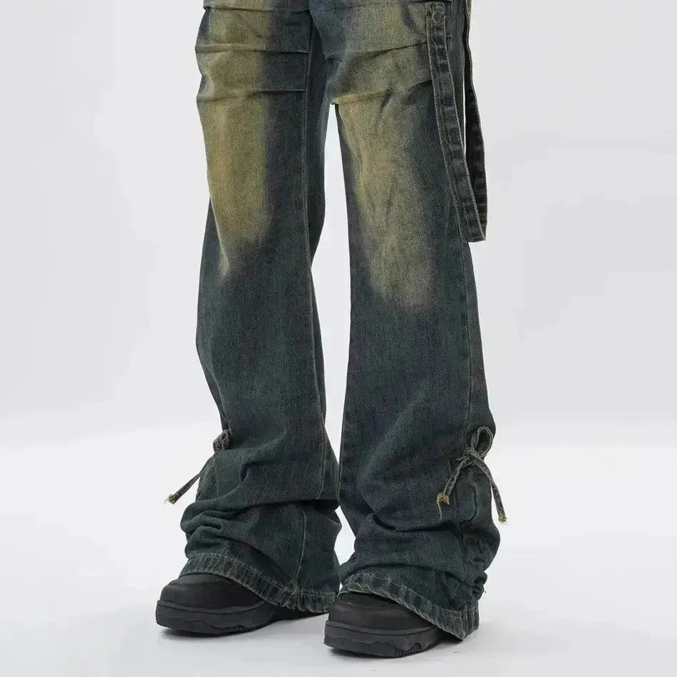 Japanese Brand Unisex Y2K Stacked Baggy Flare Jeans Size US 32 / EU 48 - 3 Thumbnail