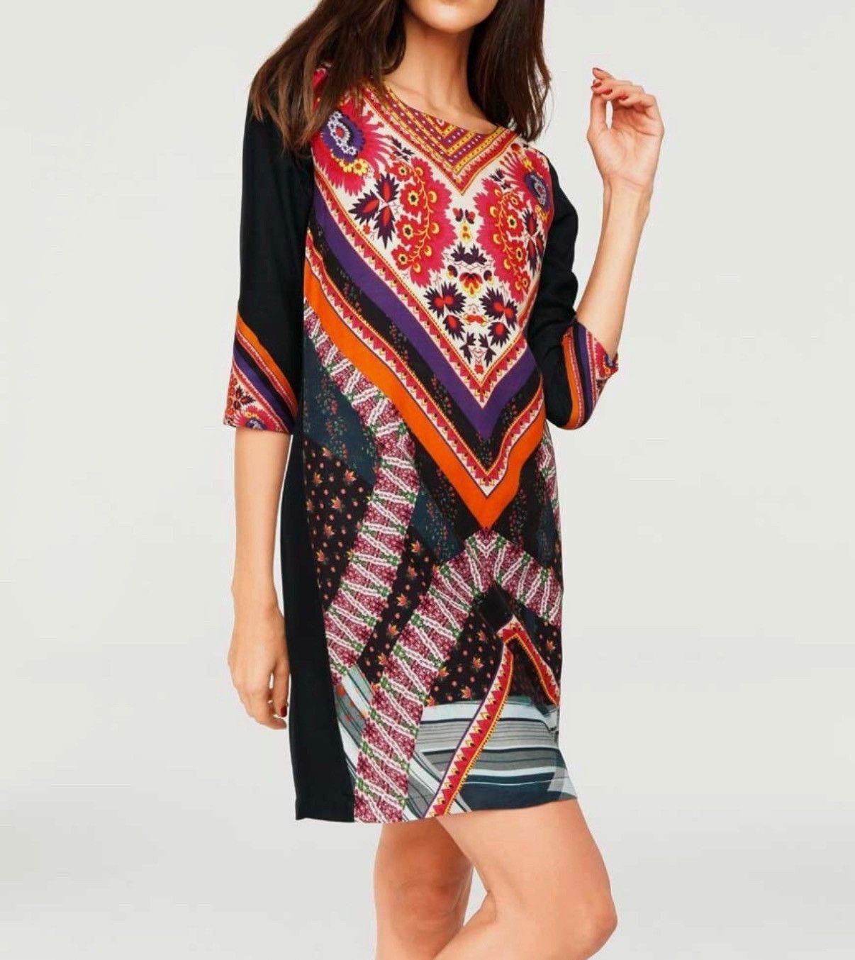 Desigual Desigual Womens Boho Geometric Floral 3/4 Sleeve Mini Dress Size L / US 10 / IT 46 - 1 Thumbnail