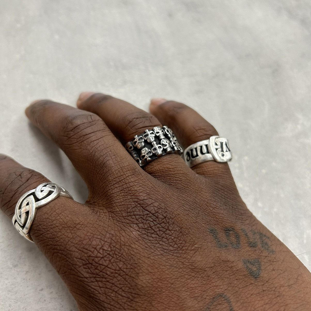 Japanese Brand × Vintage Vintage 90s Y2K style emo skull pile grunge silver ring Size ONE SIZE - 2 Thumbnail