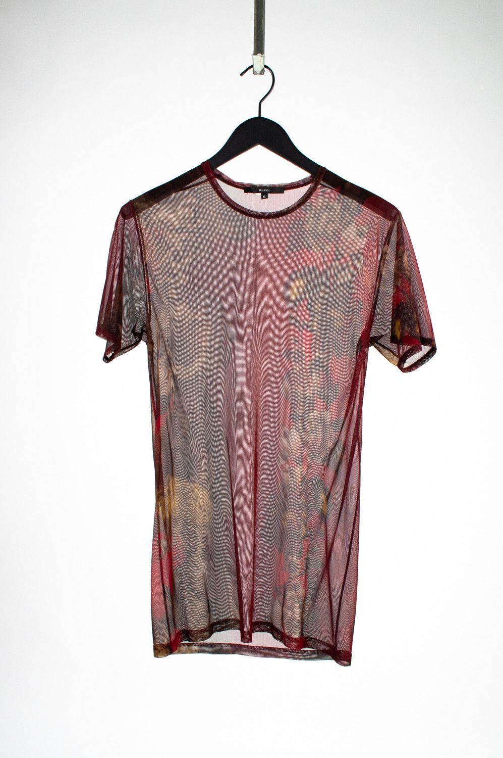 image of Gucci Men T-Shirt Floral Slim Transparent By Tom Ford in Burgandy (Size XL)