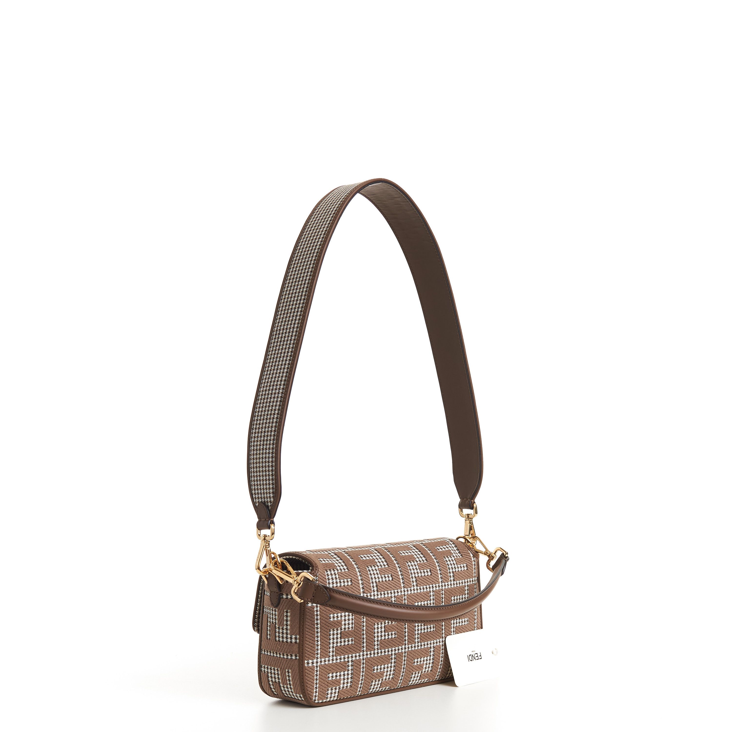 Fendi Medium Baguette - Brown Houndstooth Wool Bag Size ONE SIZE - 4 Thumbnail