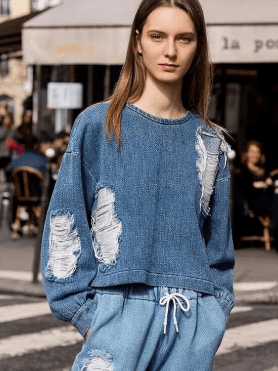 Other Ksenia Schnaider FW 2018 RTW Distressed Denim Sweater Size S / US 4 / IT 40 - 7 Thumbnail