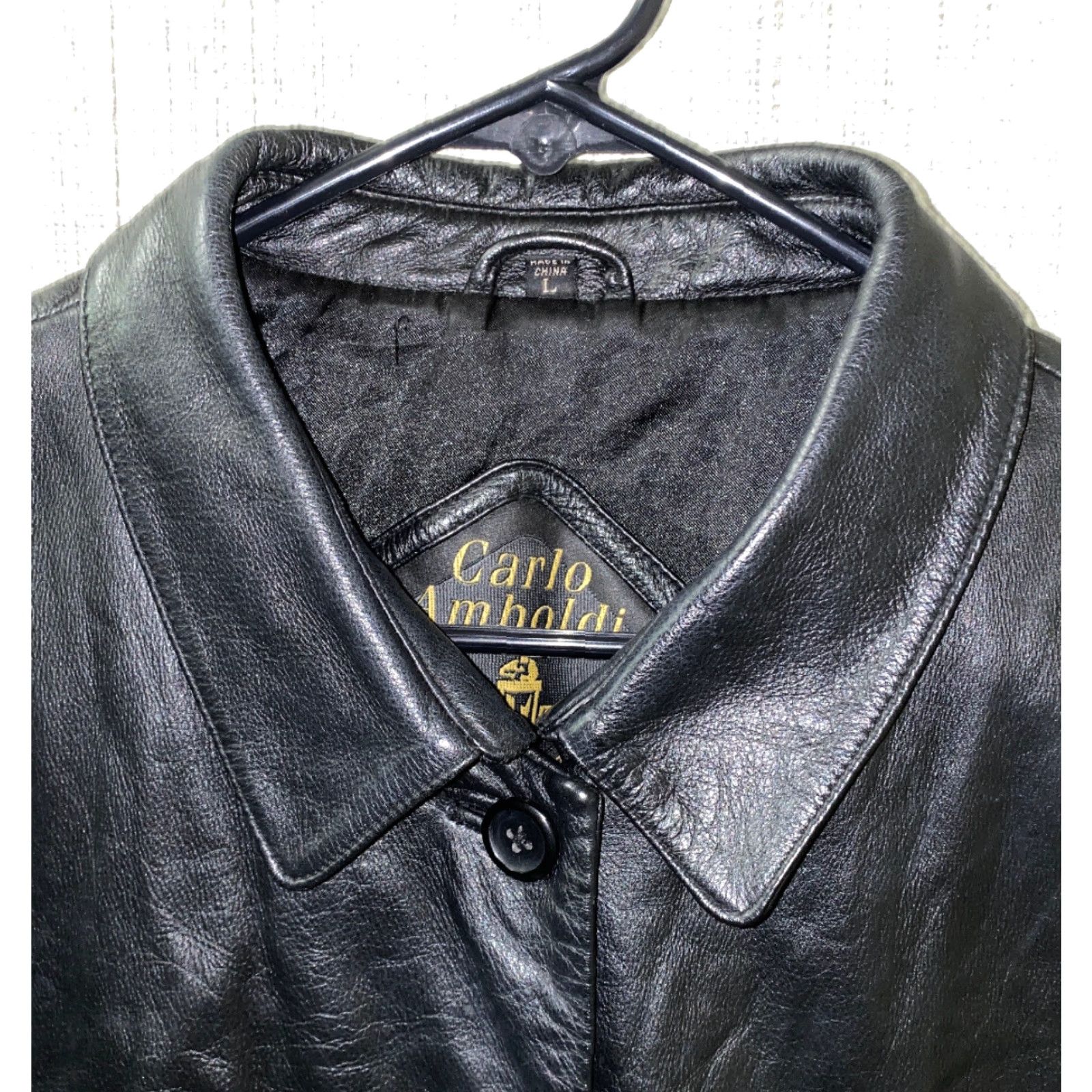 Vintage VINTAGE Carlo Amboldi Womens Leather Button Down Jacket L Black 21 Inch Armpit Button Front Jacket Womens Size L / US 10 / IT 46 - 3 Thumbnail