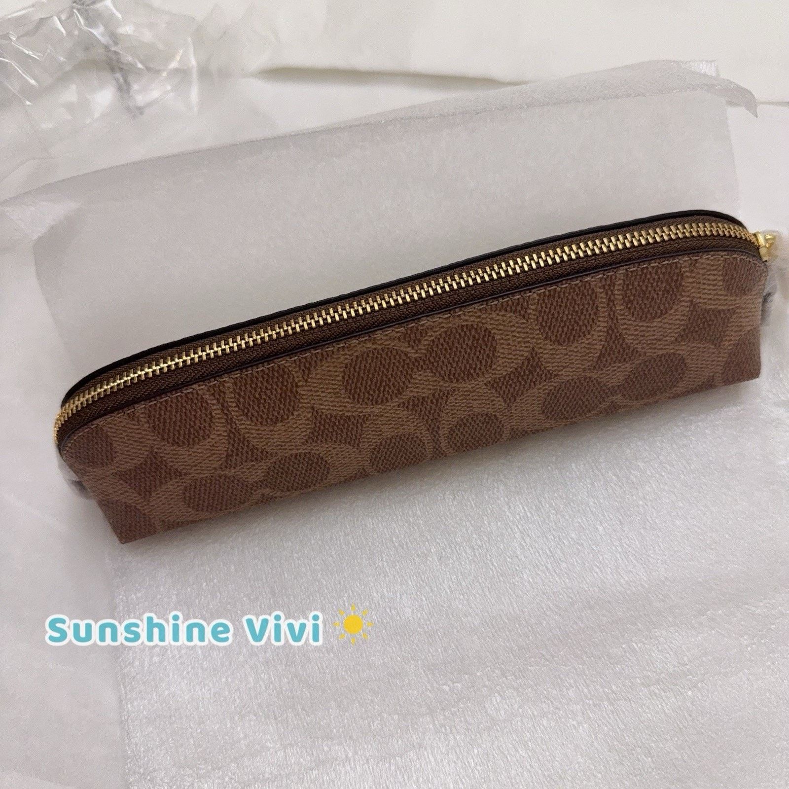 Coach NWT Coach Pencil Case Cosmetic Canvas CZ206 Tan Brown Size ONE SIZE - 4 Thumbnail