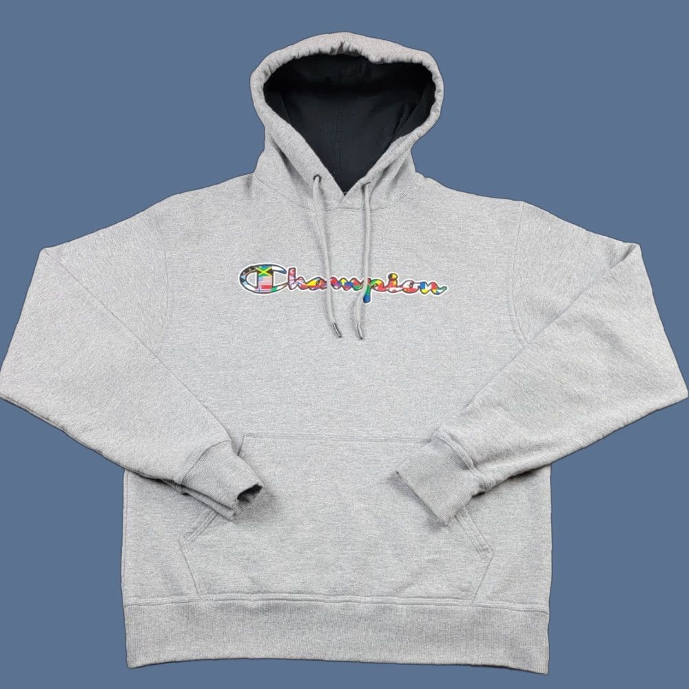 Champion Champion Hoodie Mens Medium Gray International Flags Logo Pullover Casual Mens Size US M / EU 48-50 / 2 - 1 Thumbnail