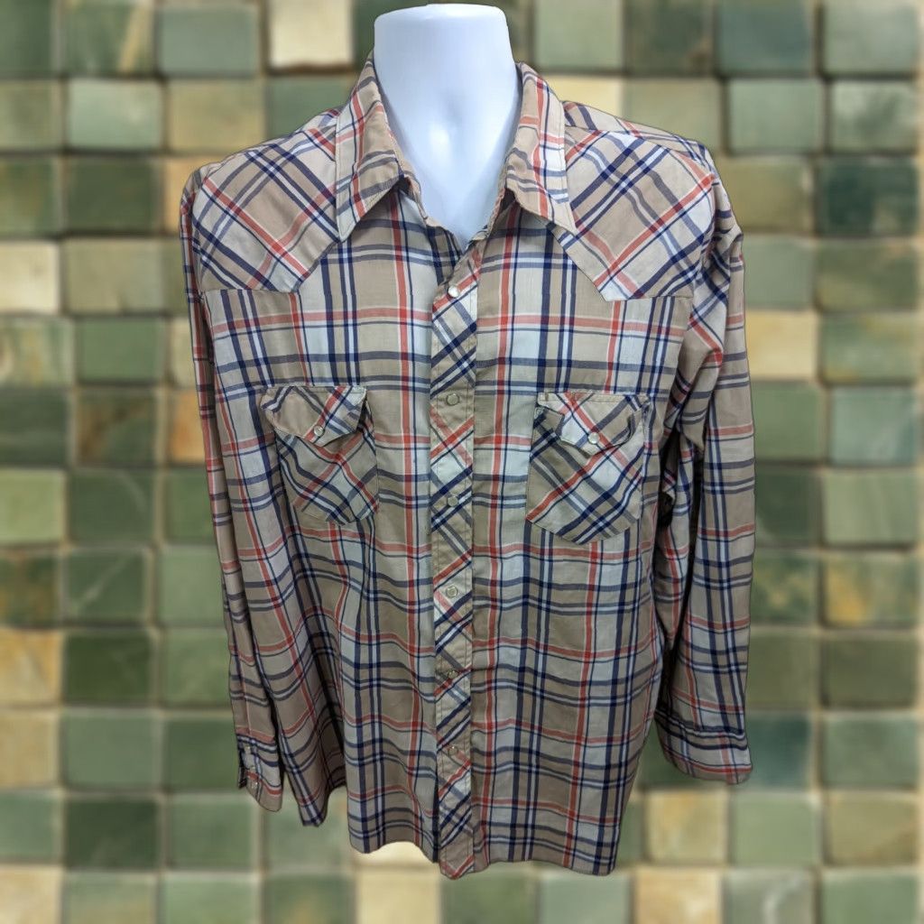 Wrangler Wrangler Shirt Men's Country Western XXL Long Sleeve Plaid Pearl Snap Collared Spread Collar Cowboy Western Plaid Shirt L1S Size US XXL / EU 58 / 5 - 1 Thumbnail