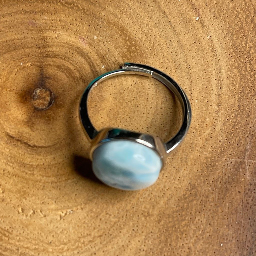 Other Larimar S925 sterling silver adjustable ring 10mm natural st Size ONE SIZE - 11 Thumbnail