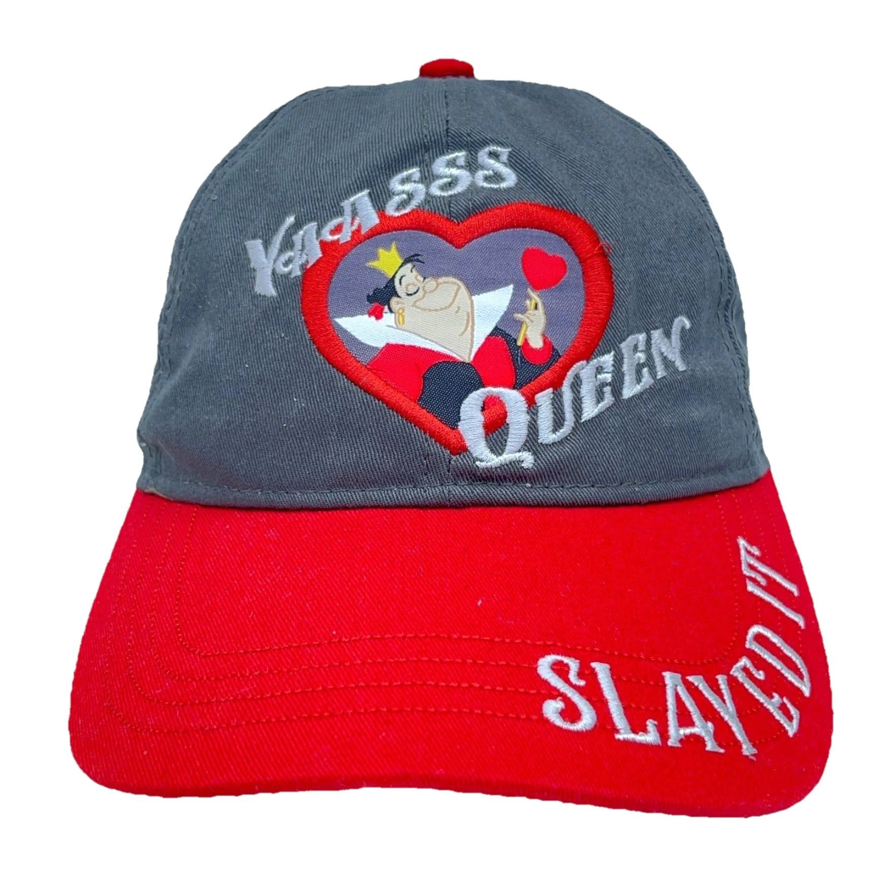 Disney Disney Hat Cap Strap Back Gray Red Alice In Wonderland Baseball Queen of Hearts Adult One Size Adjustable Men Men Green? Wait color gray. Size ONE SIZE - 2 Thumbnail