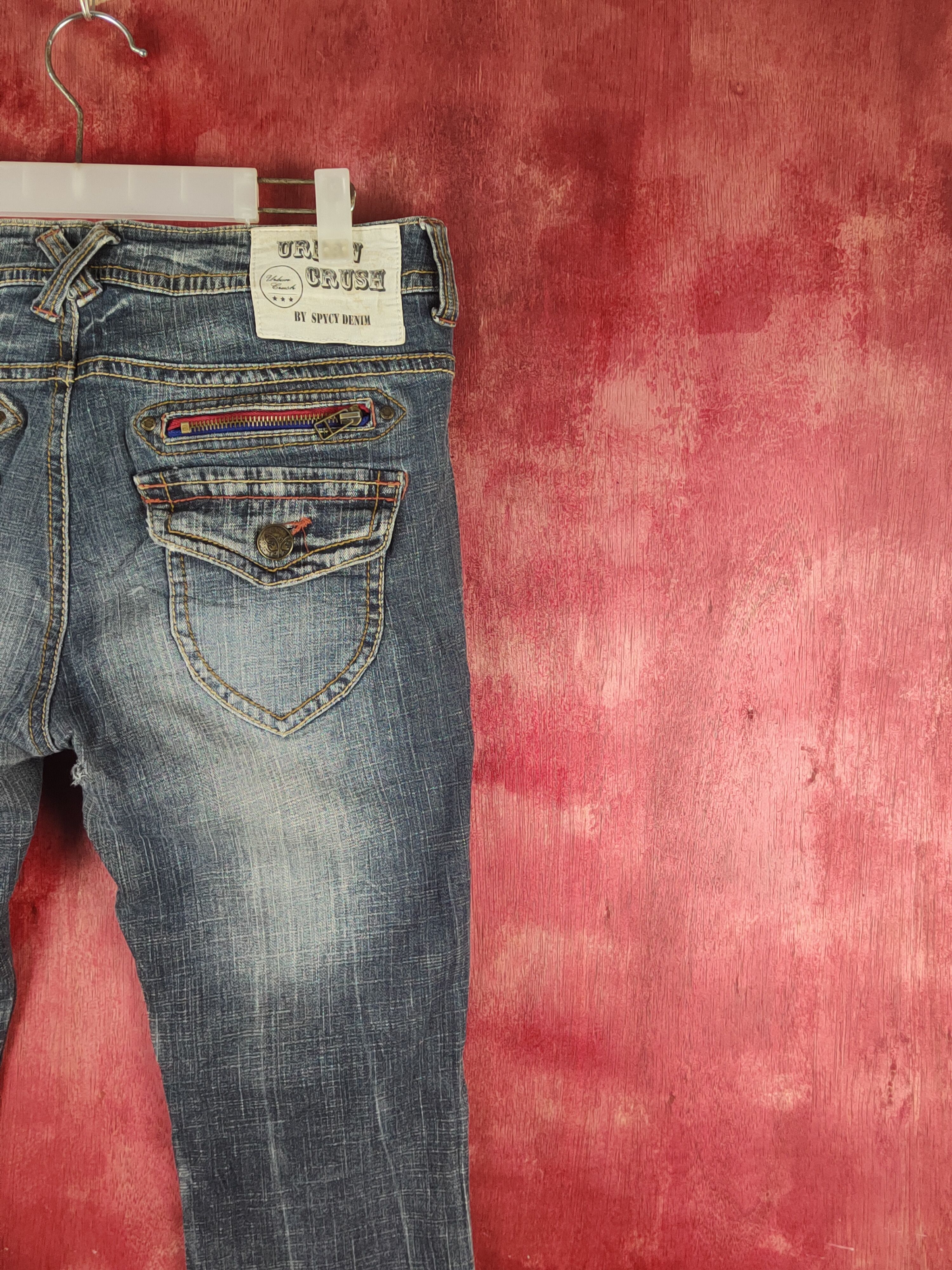 Japanese Brand Urban Crush Dark Blue Distressed Ripped Jeans #S2369 Size 30" / US 8 / IT 44 - 12 Thumbnail
