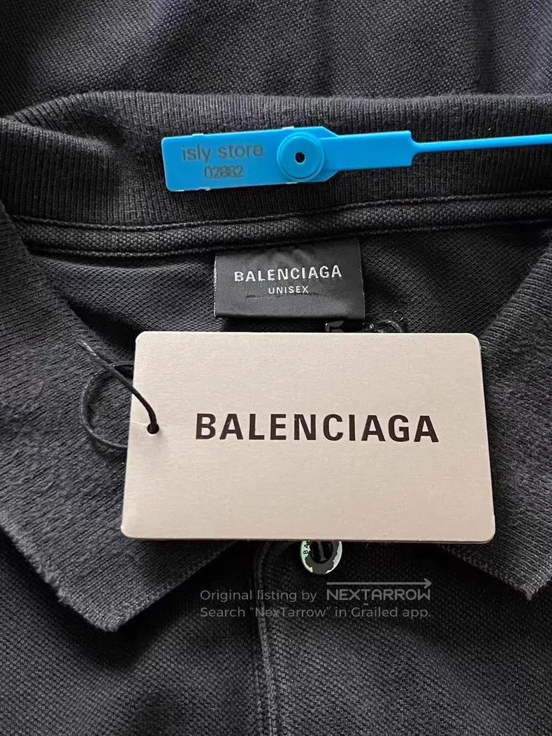 Balenciaga Balenciaga Solid Color Collar Faded Cotton Pique Short Sle Size US S / EU 44-46 / 1 - 5 Thumbnail