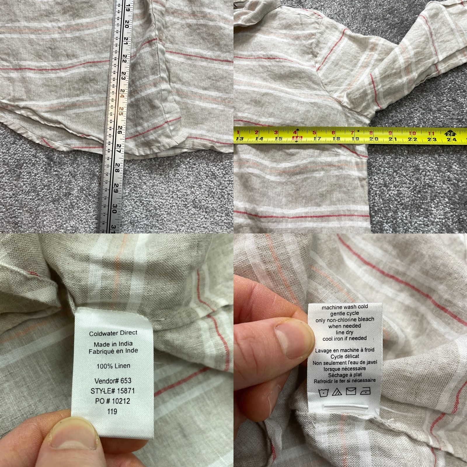Coldwater Creek Coldwater Creek Button-Up Shirt Womens Small Brown Linen Striped Long Sleeve Collared Button Front - Mens? Size S / US 4 / IT 40 - 8 Thumbnail