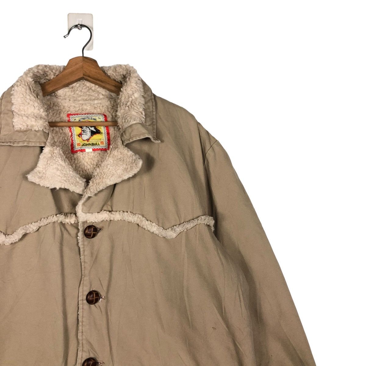 Johnbull 🔥VINTAGE BIKER SHEARLING JACKET DOUBLE COLLAR JOHN BULL Size US M / EU 48-50 / 2 - 8 Thumbnail