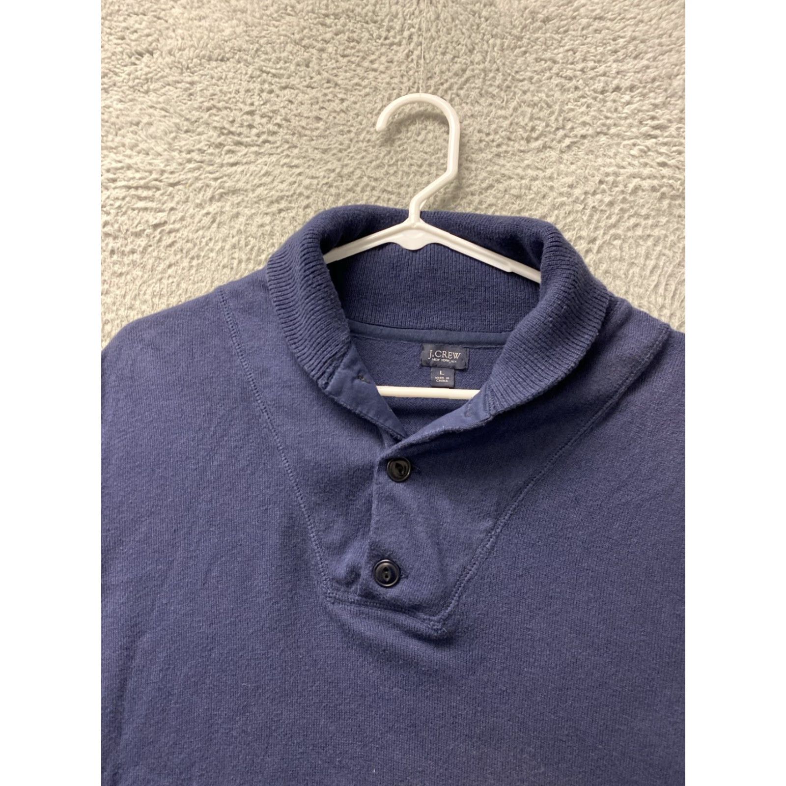 Vintage J Crew Sweater Mens L Navy Blue Pullover Collared 1/4 Button Logo Knit Cotton Cashmere Regular Fit Mens Size US L / EU 52-54 / 3 - 2 Thumbnail