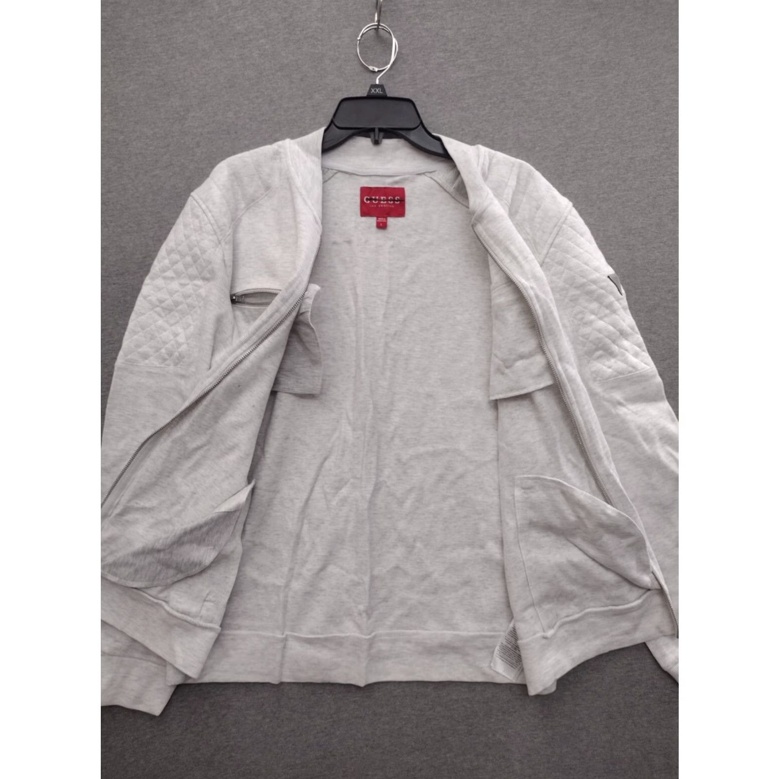 Guess Guess Men's Moto Jacket Color Light Grey Size L With Zipper Pockets Size US L / EU 52-54 / 3 - 6 Thumbnail