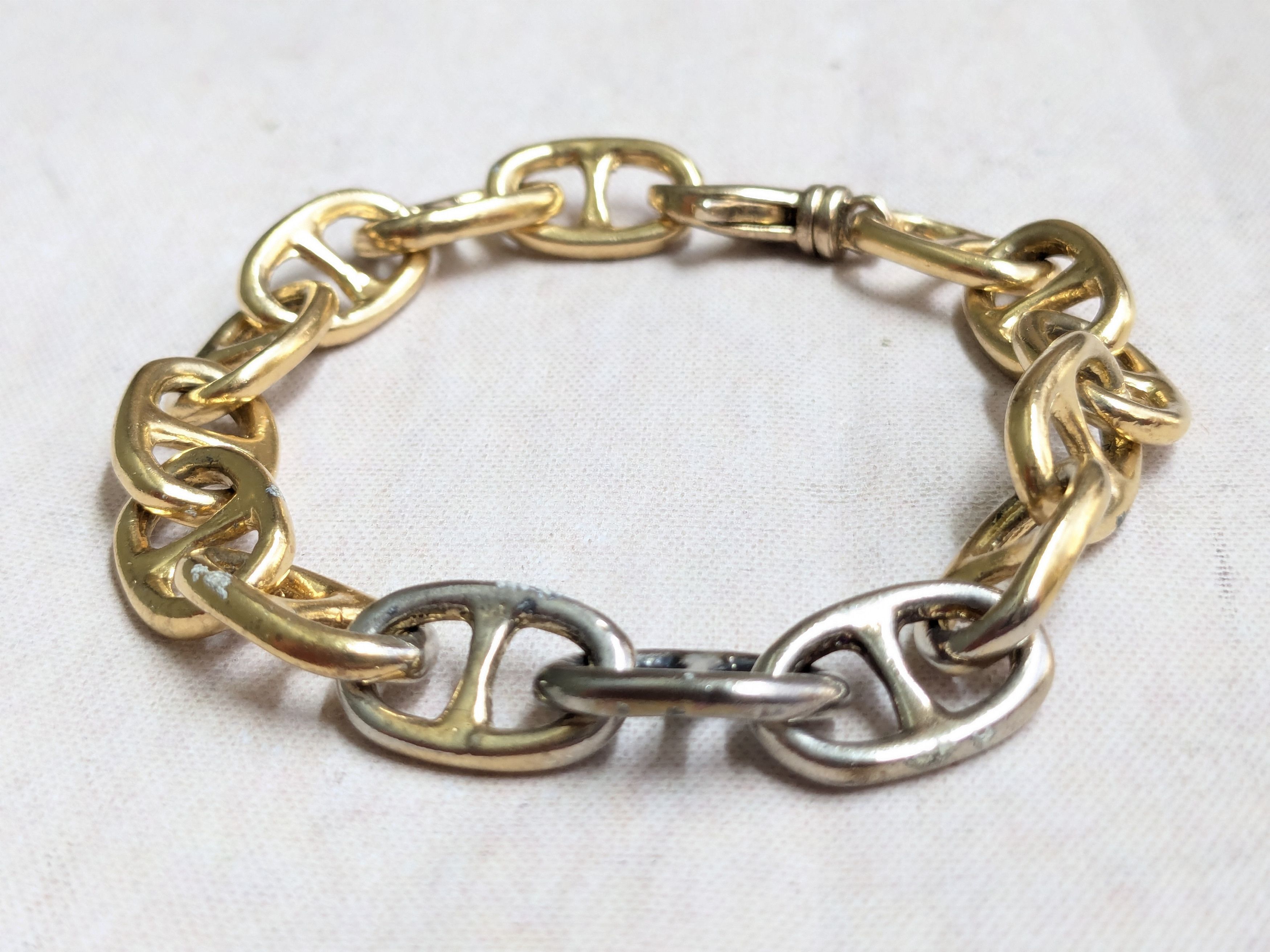 Jewelry Vintage Sterling Silver Bracelet Anchor Mariner Gold 7.25 Size ONE SIZE - 8 Thumbnail